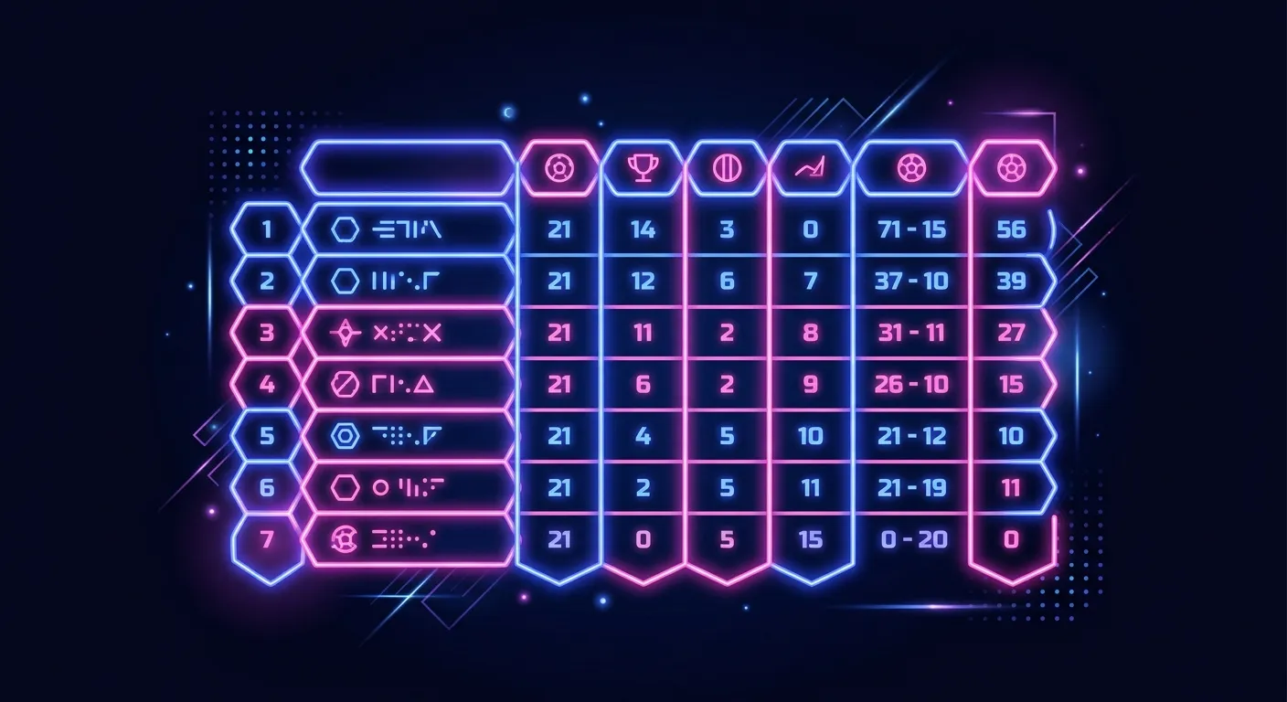 Ilustrasi struktur tabel klasemen liga sepak bola profesional